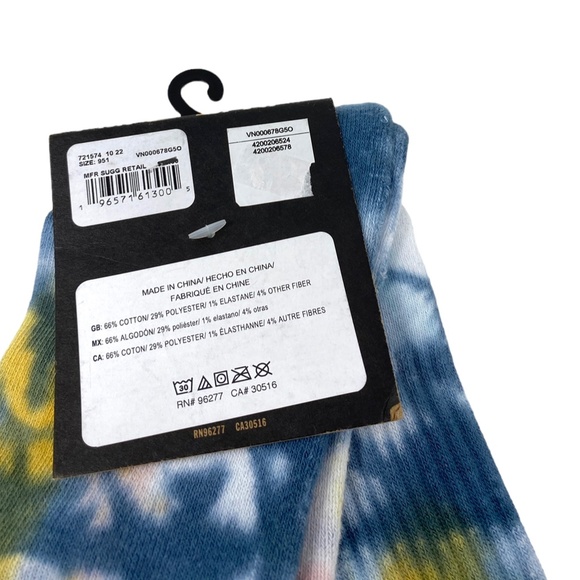 VANS Men's Seasonal Tie Dye Crew Sock Yellow Blue VN000678G5O - Picture 5 of 5